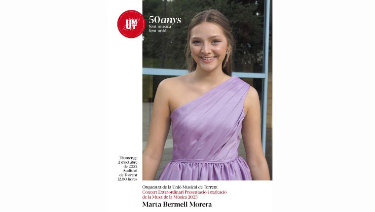 La Unió Musical de Torrent proclama a Marta Bermell Morera Musa 2022 – 2023 y homenajea a sus 50 predecesoras